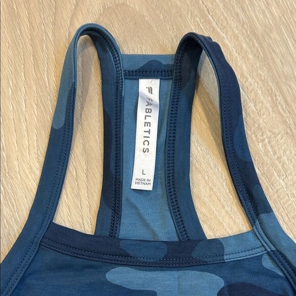 Fabletics Blue Camouflage Crop Tank Top - Picture 2 of 5